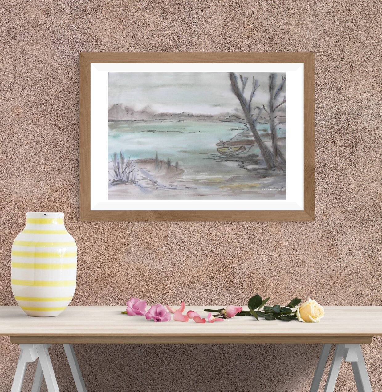 Aquarell "Ufer mit Boot"  fotodownload – Bild 2